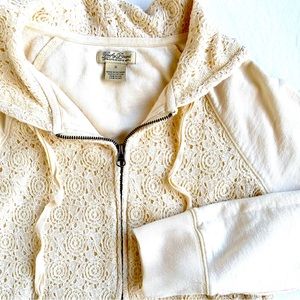 EUC Vintage Lucky Brand Lace Sweatshirt Jacket